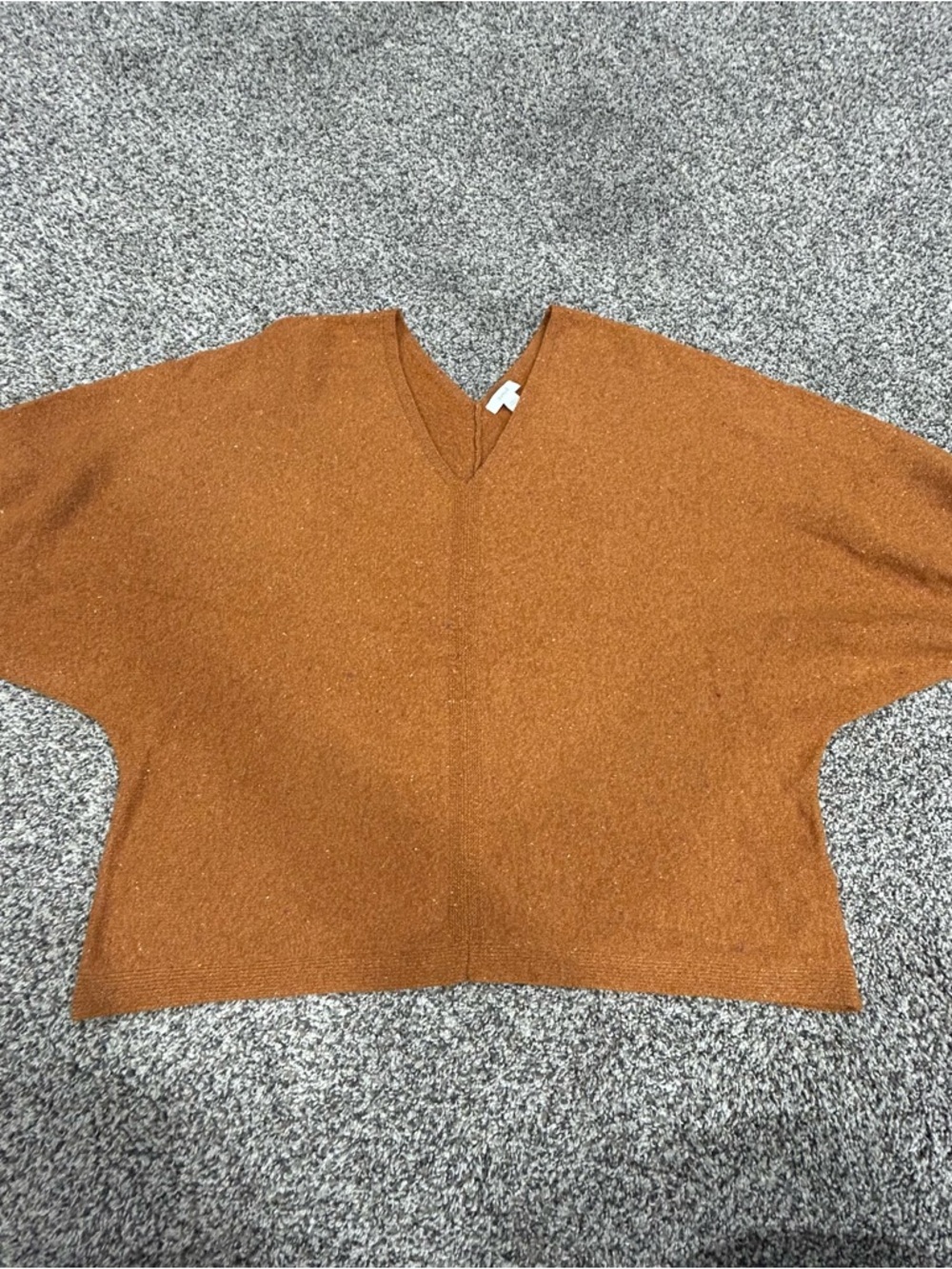 J Jill Purejill Womens Sweater Cotton Blend Dolman Short Sleeve V Neck Rust L P